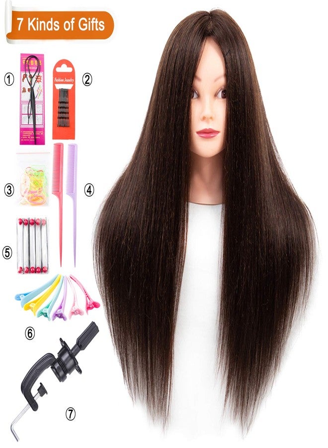 NAYOO Mannequin Head Human Hair, 26 Inch Mannequin Head with Hair and Stand, 60% Real Hair Mannequin Head for Kids, Cosmetology mannequin head for braiding, Mannequins Doll Head to Practice Hairstyles - Image 2
